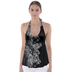 Angry Male Lion Roar Babydoll Tankini Top by Wav3s