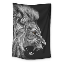 Angry Male Lion Roar Large Tapestry by Wav3s