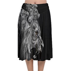 Angry Male Lion Roar Velvet Flared Midi Skirt by Wav3s