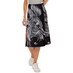 Angry Male Lion Roar Midi Panel Skirt by Wav3s