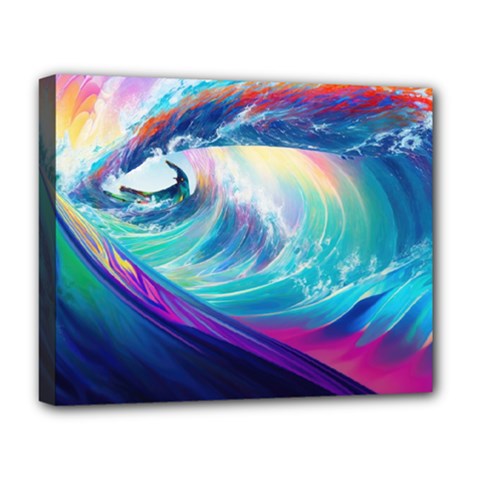 Wave Ocean Sea Tsunami Nautical Nature Water Deluxe Canvas 20  X 16  (stretched) by Wav3s