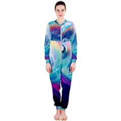 Wave Ocean Sea Tsunami Nautical Nature Water Onepiece Jumpsuit (ladies) by Wav3s