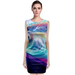 Wave Ocean Sea Tsunami Nautical Nature Water Classic Sleeveless Midi Dress by Wav3s