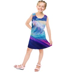 Wave Ocean Sea Tsunami Nautical Nature Water Kids  Tunic Dress by Wav3s