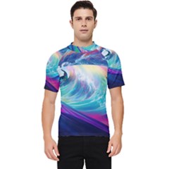 Wave Ocean Sea Tsunami Nautical Nature Water Men s Short Sleeve Rash Guard by Wav3s