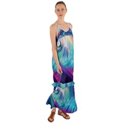 Wave Ocean Sea Tsunami Nautical Nature Water Cami Maxi Ruffle Chiffon Dress by Wav3s