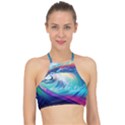 Wave Ocean Sea Tsunami Nautical Nature Water Racer Front Bikini Top View1