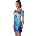 Wave Ocean Sea Tsunami Nautical Nature Water Fitted Knot Split End Bodycon Dress View2