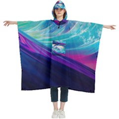 Wave Ocean Sea Tsunami Nautical Nature Water Women s Hooded Rain Ponchos by Wav3s