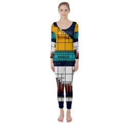 Abstract Statistic Rectangle Classification Long Sleeve Catsuit by Wav3s