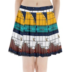 Abstract Statistic Rectangle Classification Pleated Mini Skirt by Wav3s