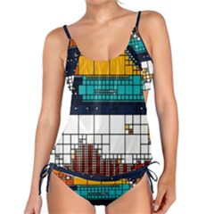 Abstract Statistic Rectangle Classification Tankini Set by Wav3s