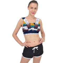 Abstract Statistic Rectangle Classification V-back Sports Bra by Wav3s