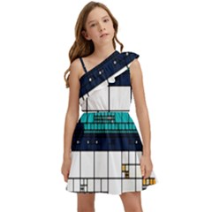 Abstract Statistic Rectangle Classification Kids  One Shoulder Party Dress by Wav3s