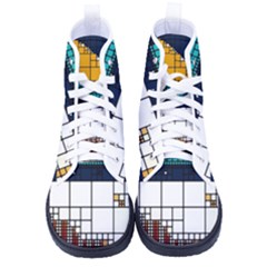 Abstract Statistic Rectangle Classification Women s High-top Canvas Sneakers