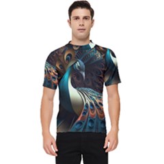 Peacock Bird Feathers Plumage Colorful Texture Abstract Men s Short Sleeve Rash Guard