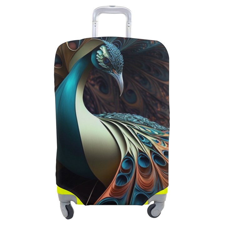 Peacock Bird Feathers plumage Colorful Texture Abstract Luggage Cover (Medium)