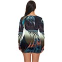 Peacock Bird Feathers plumage Colorful Texture Abstract Long Sleeve Boyleg Swimsuit View4