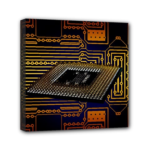 Processor Cpu Board Circuit Mini Canvas 6  X 6  (stretched) by Wav3s