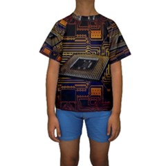 Processor Cpu Board Circuit Kids  Short Sleeve Swimwear by Wav3s