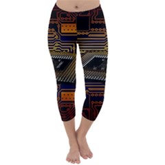 Processor Cpu Board Circuit Capri Winter Leggings  by Wav3s