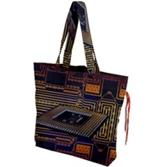 Processor Cpu Board Circuit Drawstring Tote Bag by Wav3s