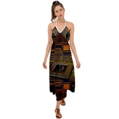 Processor Cpu Board Circuit Halter Tie Back Dress  by Wav3s