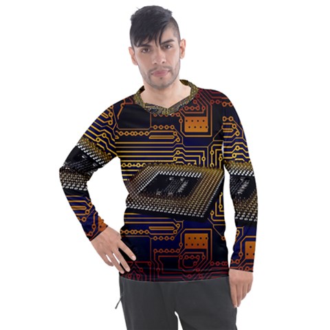 Processor Cpu Board Circuit Men s Pique Long Sleeve Tee by Wav3s