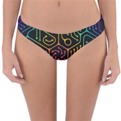 Circuit Hexagonal Geometric Pattern Background Pattern Reversible Hipster Bikini Bottoms by Wav3s