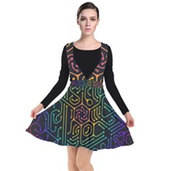 Circuit Hexagonal Geometric Pattern Background Pattern Plunge Pinafore Dress by Wav3s