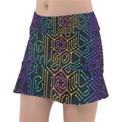 Circuit Hexagonal Geometric Pattern Background Pattern Classic Tennis Skirt by Wav3s