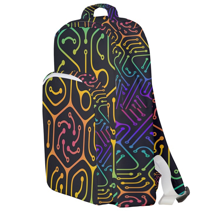 Circuit Hexagonal Geometric Pattern Background Pattern Double Compartment Backpack