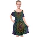 Circuit Hexagonal Geometric Pattern Background Pattern Kids  Cut Out Shoulders Chiffon Dress View1