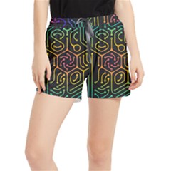 Circuit Hexagonal Geometric Pattern Background Pattern Women s Runner Shorts by Wav3s