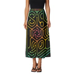 Circuit Hexagonal Geometric Pattern Background Pattern Classic Midi Chiffon Skirt by Wav3s