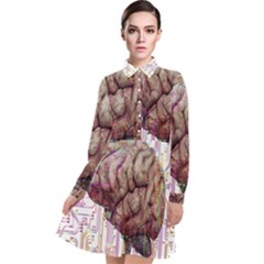 Brain Think Neurons Circuit Long Sleeve Chiffon Shirt Dress by Wav3s