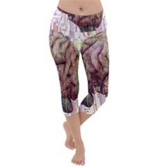 Brain Think Neurons Circuit Lightweight Velour Capri Yoga Leggings by Wav3s