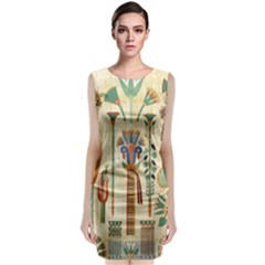 Egyptian Paper Papyrus Hieroglyphs Classic Sleeveless Midi Dress by Wav3s