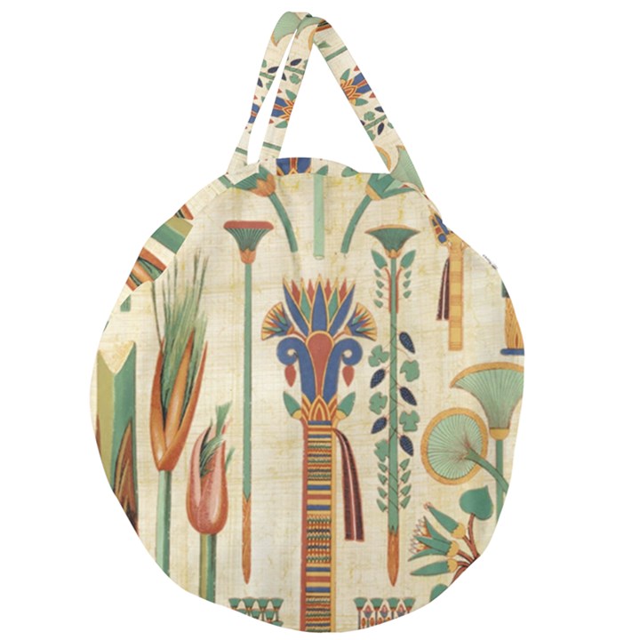 Egyptian Paper Papyrus Hieroglyphs Giant Round Zipper Tote