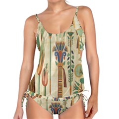 Egyptian Paper Papyrus Hieroglyphs Tankini Set by Wav3s