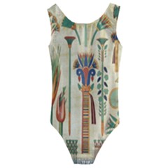 Egyptian Paper Papyrus Hieroglyphs Kids  Cut-out Back One Piece Swimsuit by Wav3s