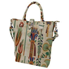 Egyptian Paper Papyrus Hieroglyphs Buckle Top Tote Bag by Wav3s