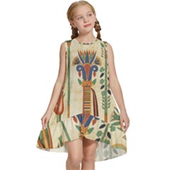 Egyptian Paper Papyrus Hieroglyphs Kids  Frill Swing Dress by Wav3s