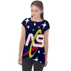 Nasa Insignia Cap Sleeve High Low Top by Wav3s