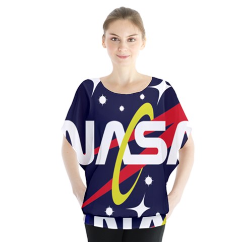 Nasa Insignia Batwing Chiffon Blouse by Wav3s