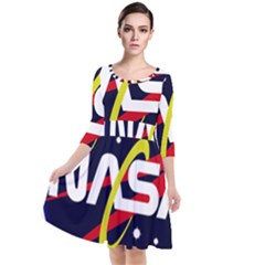 Nasa Insignia Quarter Sleeve Waist Band Dress by Wav3s