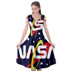 Nasa Insignia Cap Sleeve Wrap Front Dress by Wav3s