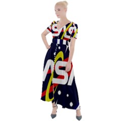 Nasa Insignia Button Up Short Sleeve Maxi Dress by Wav3s