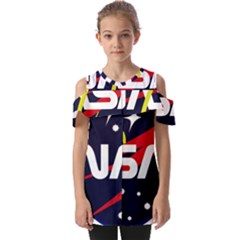 Nasa Insignia Fold Over Open Sleeve Top by Wav3s