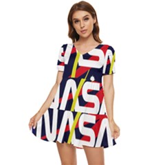 Nasa Insignia Tiered Short Sleeve Babydoll Dress by Wav3s